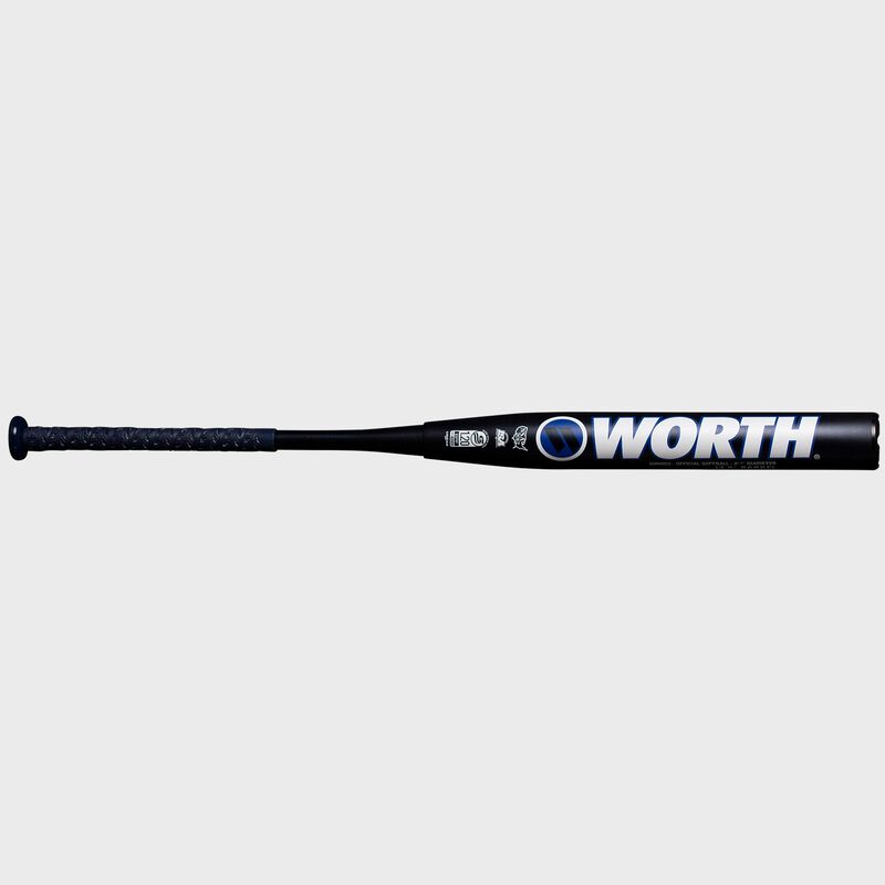 A black Ryan Harvey XL USSSA bat with a white Worth logo - SKU: WRH21U